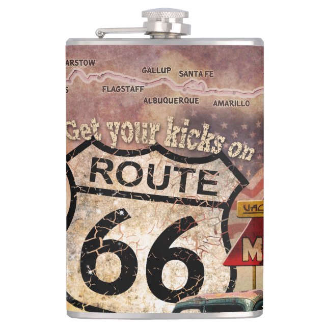 Hol dir deine Kicks auf Route 66 Flachmann (Vorderseite)