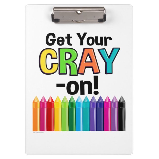 Hol dir deinen Cray On Rainbow Crazy Crayon Art Te Klemmbrett (Vorderseite)