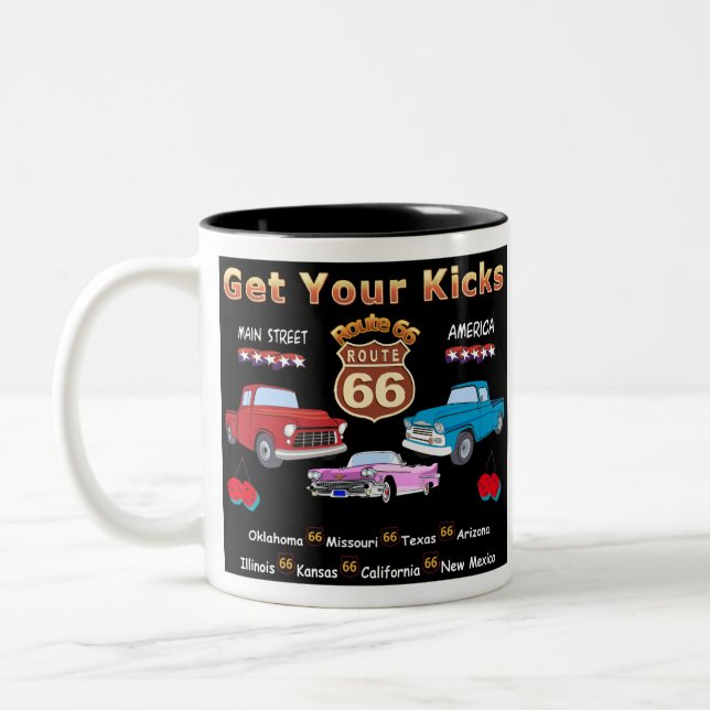 Hol dir deinen Schwanz! Route 66 T - Shirt und Ges Zweifarbige Tasse (Links)