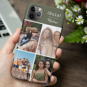 ¡Hola! 4 Foto-Collage Grün Personalisiert Case-Mate iPhone Hülle