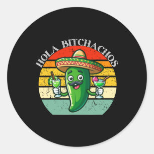 Hola Achos Funny Jalapeno Mexican Cinco De Mayo Runder Aufkleber