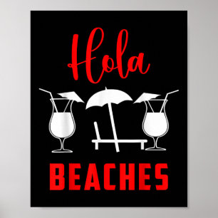 Hola Ananas Soda Girl am Strand im Sonnenuntergang Poster