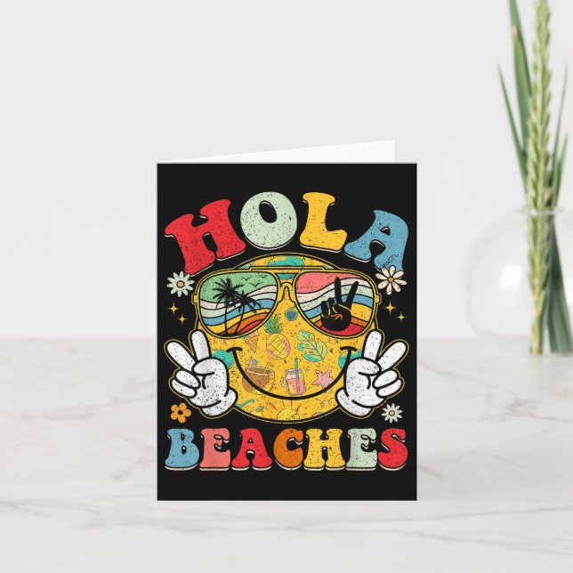 Hola Beaches Smile Funny Beach Sommer Karte (Vorderseite)