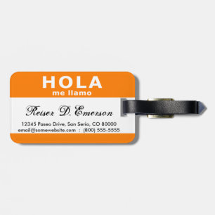 Hola me llamo (orange) gepäckanhänger