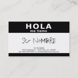 Hola me llamo (schwarz) visitenkarte