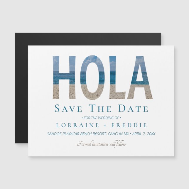 Hola Mexico Beach Hochzeit Save the Date Magnetkarte (Vorne/Hinten)