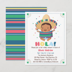 Hola mexikanische Jungen-Fiesta-Babyparty Einladung