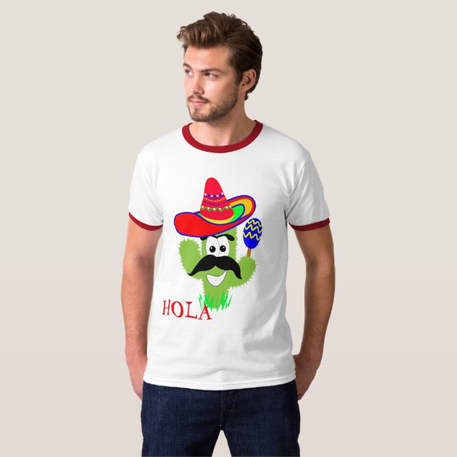 Hola Niedlich mexikanisch Sombrero Cactus Funny Gr T-Shirt (Vorne ganz)