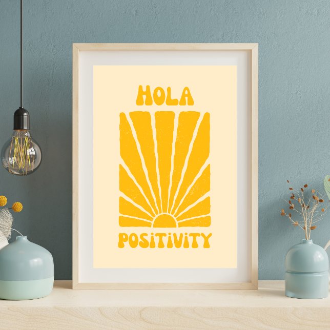 Hola Positivity - Retro Sunshine Motivierend Post Poster (Von Creator hochgeladen)