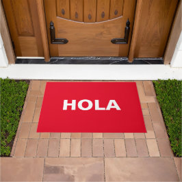 Hola Red White Spanish Hallo Minimalist Moderne Fußmatte