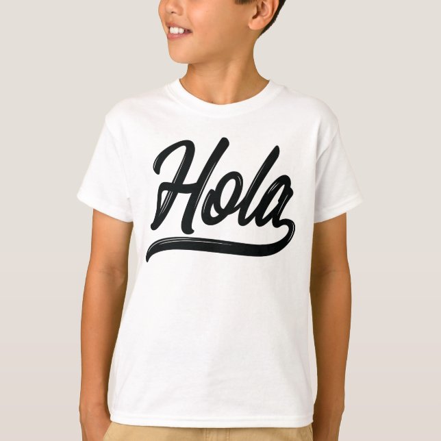 Hola Script (schwarz) T-Shirt (Vorderseite)