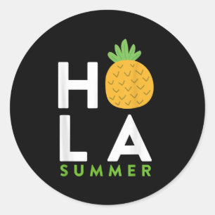 Hola Sommer _ Ananas Lover Strände Urlaub Spaß Runder Aufkleber
