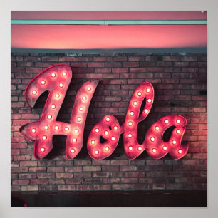 Hola Spanisch Hallo Neon Sign Poster