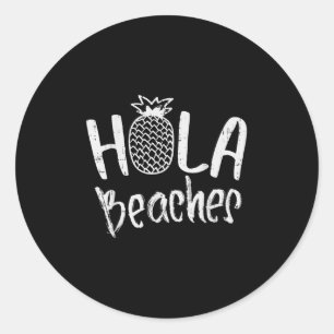 Hola Strände Ananas Funny Tropical Summer Vacat Runder Aufkleber