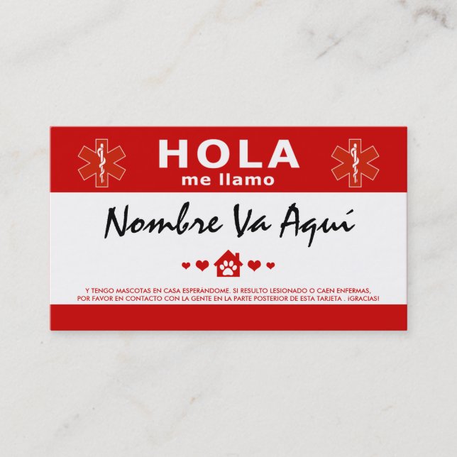HOLA TENGO MASCOTAS EN CASA VISITENKARTE (Vorderseite)