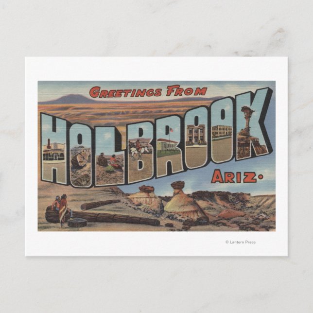 Holbrook, Arizona - Große Buchstabenszenen Postkarte (Vorderseite)