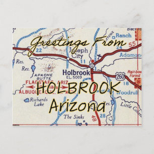 Holbrook AZ Vintag Map Postkarte