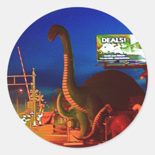 Holbrook Dinosaurier-Rte 66 Runder Aufkleber