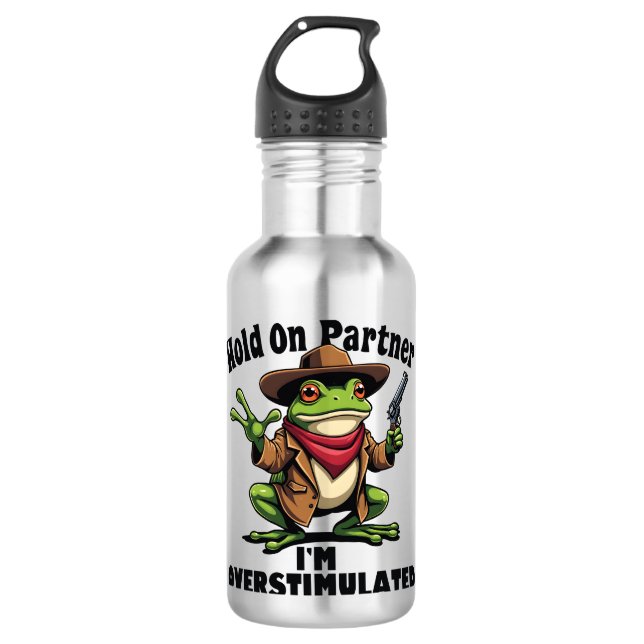 Hold on Partner i'm überstimuliert Frog ADHD Edelstahlflasche (Vorderseite)