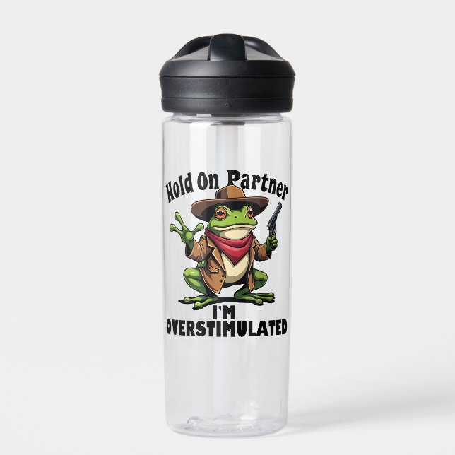 Hold on Partner i'm überstimuliert Frog ADHD Trinkflasche (Vorderseite)
