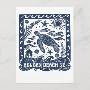 Holden Beach NC Meeresschildkröten-Kunst Einladungspostkarte
