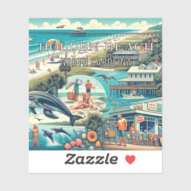 Holden Beach North Carolina 3 Inch Vinyl Sticker (Blatt)