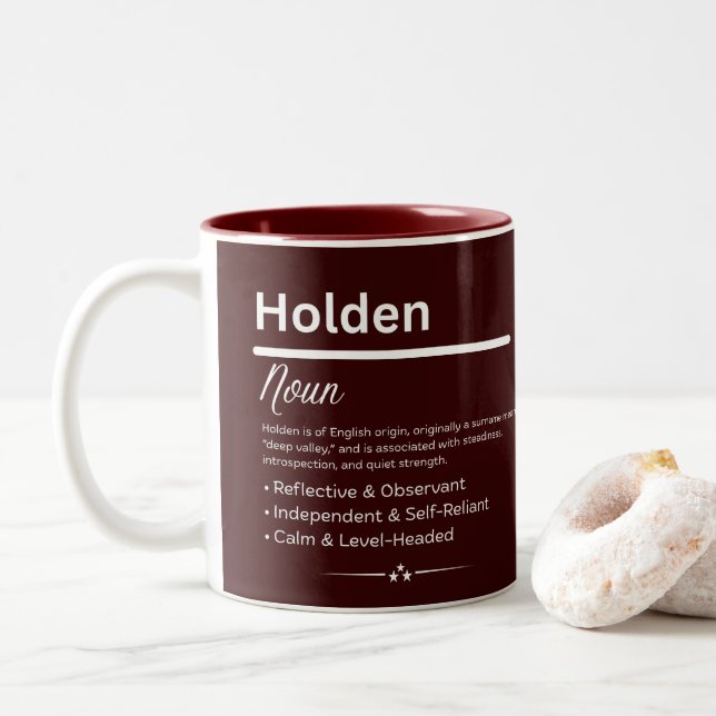 Holden Personalized Name Zweifarbige Tasse (Mit Donut)
