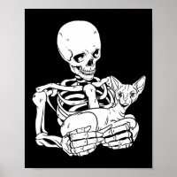 Holding Cat Funny Halloween Skull Sphynx Cat