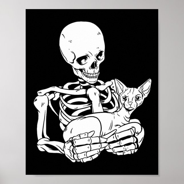 Holding Cat Funny Halloween Skull Sphynx Cat Poster (Vorne)