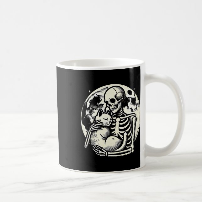 Holding Cat Spooky Skull Halloween Gothic Kitty Kaffeetasse (Rechts)