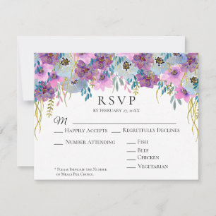 *~* Holding Hände rosa Blume Weiße Hochzeit RSVP Karte