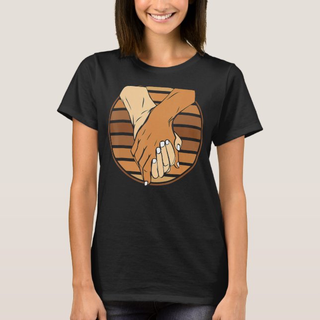 Holding Hands Black History Month BLM Melanin Coup T-Shirt (Vorderseite)
