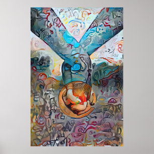 Holding Hands   Colorful Abstract Love Poster