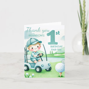 Hole in One 1. Geburtstag Junge Golf Par-ty Dankeskarte