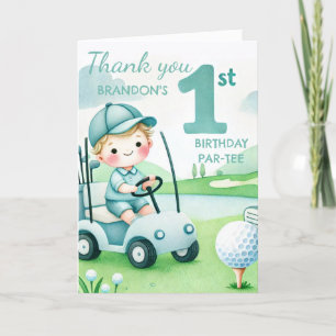 Hole in One 1. Geburtstagsjunge Golf Par-ty Dankeskarte
