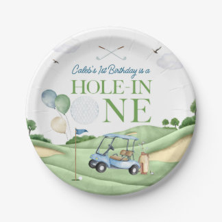 Hole In One Boy Golf First Birthday Par-Tee Pappteller
