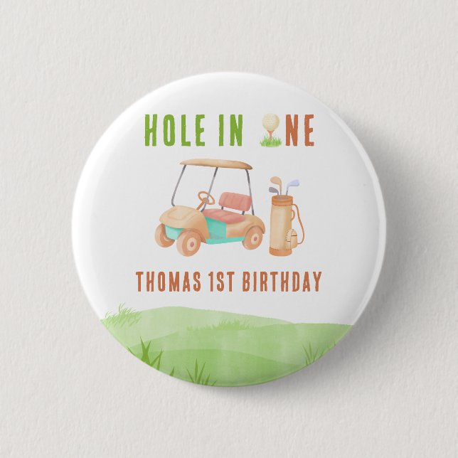 Hole In One Erste Geburtstagsfeier Button (Vorderseite)