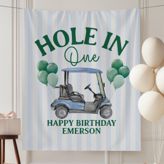 Hole in One Erstes Geburtstagsbanner Golf 1. Wandteppich