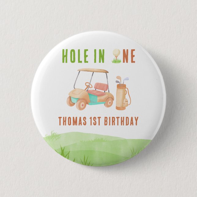 Hole In One First Birthday Party Button (Vorderseite)