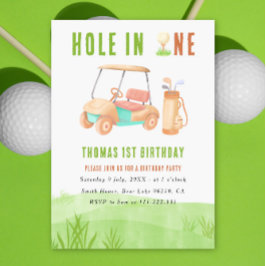 Hole In One First Birthday Party Einladung