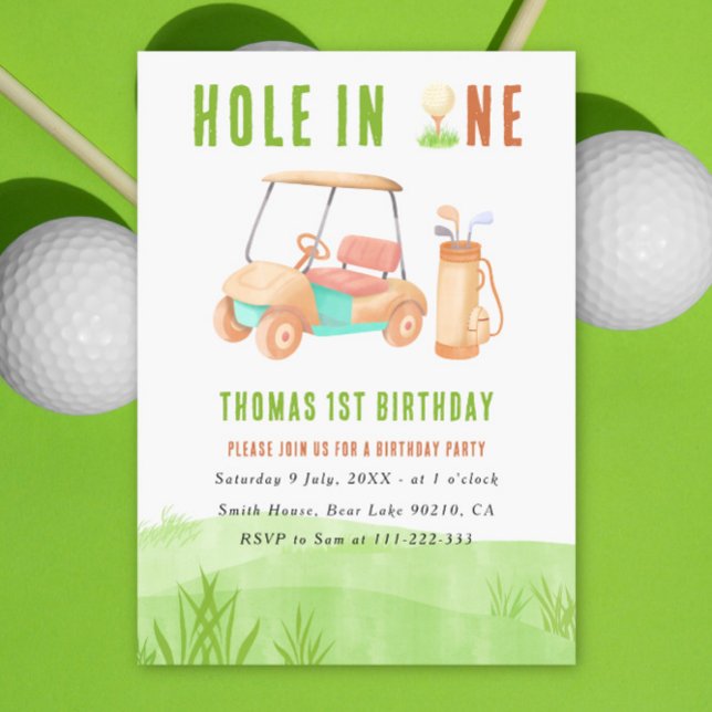 Hole In One First Birthday Party Einladung (Von Creator hochgeladen)