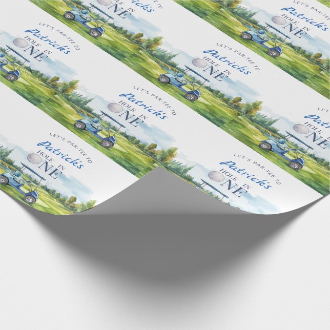 Hole In One Golf 1. Geburtstag  Geschenkpapier (Ecke)