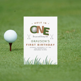 Hole-in-One Golf 1. Geburtstag Party II Einladung