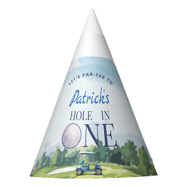 Hole In One Golf 1. Geburtstag  Partyhütchen (Vorderseite)