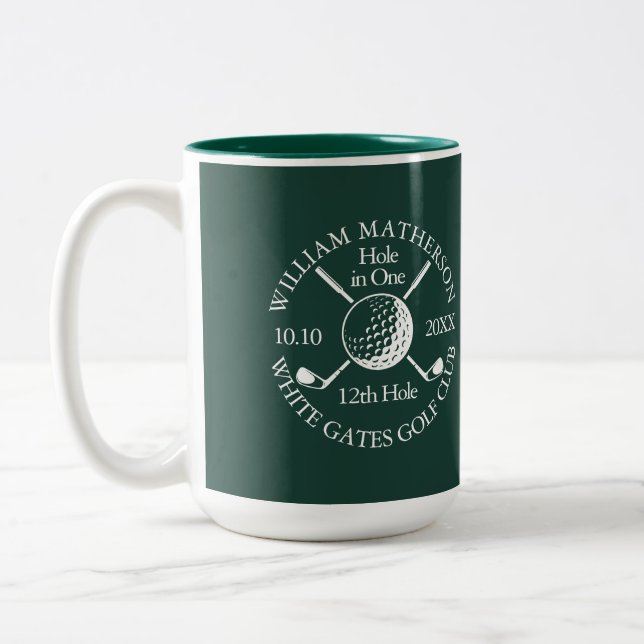 Hole in One Golf Ball And Clubs Custom Emerald Zweifarbige Tasse (Links)