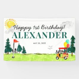 Hole In One Golf Boy Golfing Par-tee 1st Birthday Banner