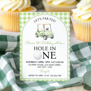 Hole in One Golf Erster Geburtstag Party Green Einladung