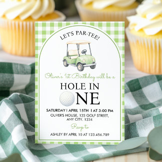 Hole in One Golf Erster Geburtstag Party Green Einladung