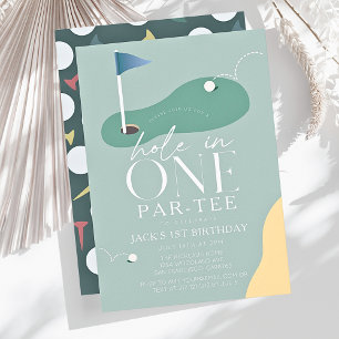 Hole in One Golf Fairway Par-Tee Boy 1. Geburtstag Einladung