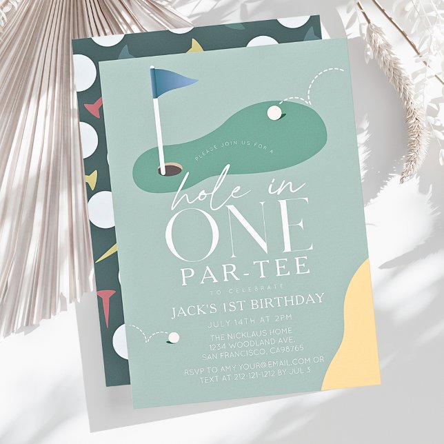 Hole in One Golf Fairway Par-Tee Boy 1st Birthday Einladung (Von Creator hochgeladen)